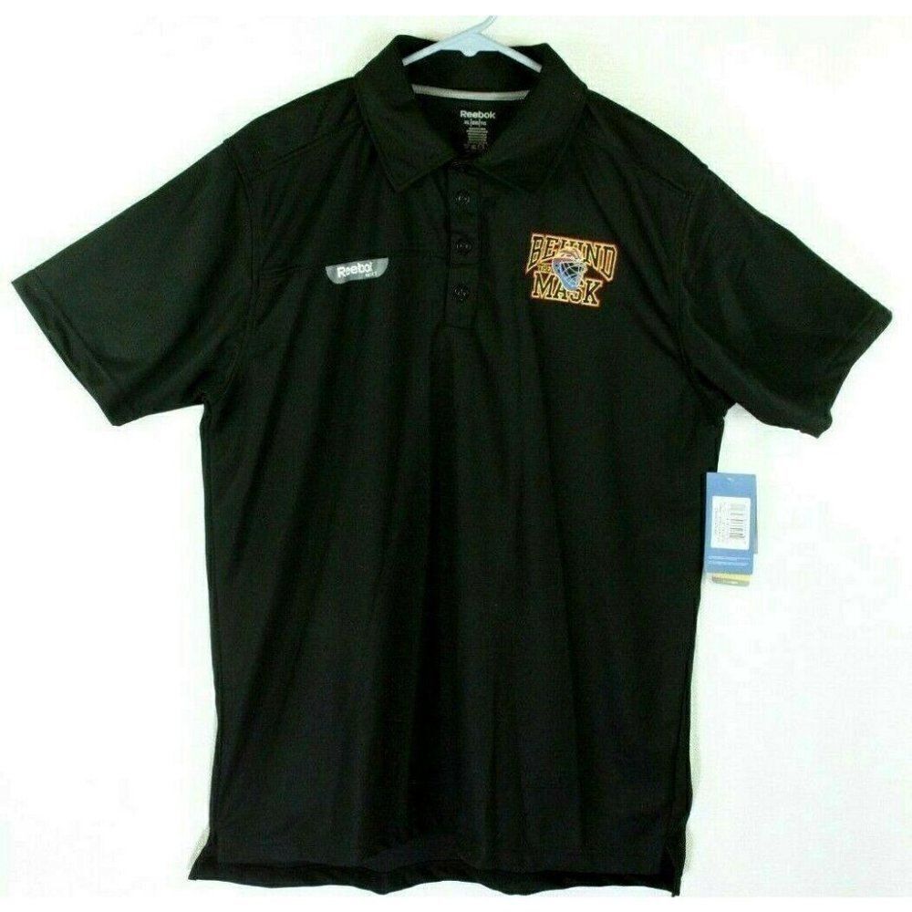 Reebok Shirt Hockey Black Polo Men's XL PlayDry Short Sleeves pullover NEW